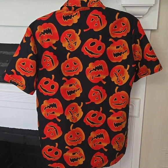 SSLR Halloween Pumpkin Print Men's Shirt - Picture 9 of 9
